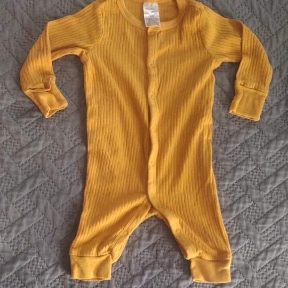 Cozy Mustard Ribbed Kids Footie - Picture 1 of 5